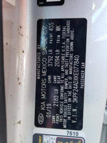 3KPF24ADXKE077840 KIA FORTE FE
