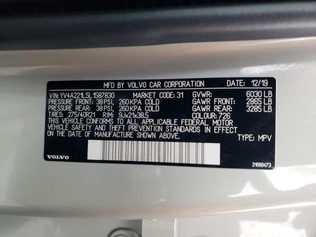 2020 VOLVO XC90 T6 IN - YV4A221L5L1587830