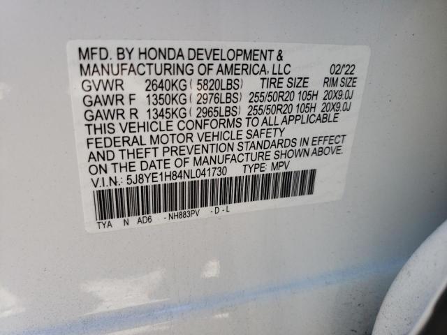 5J8YE1H84NL041730 Acura Mdx Advance