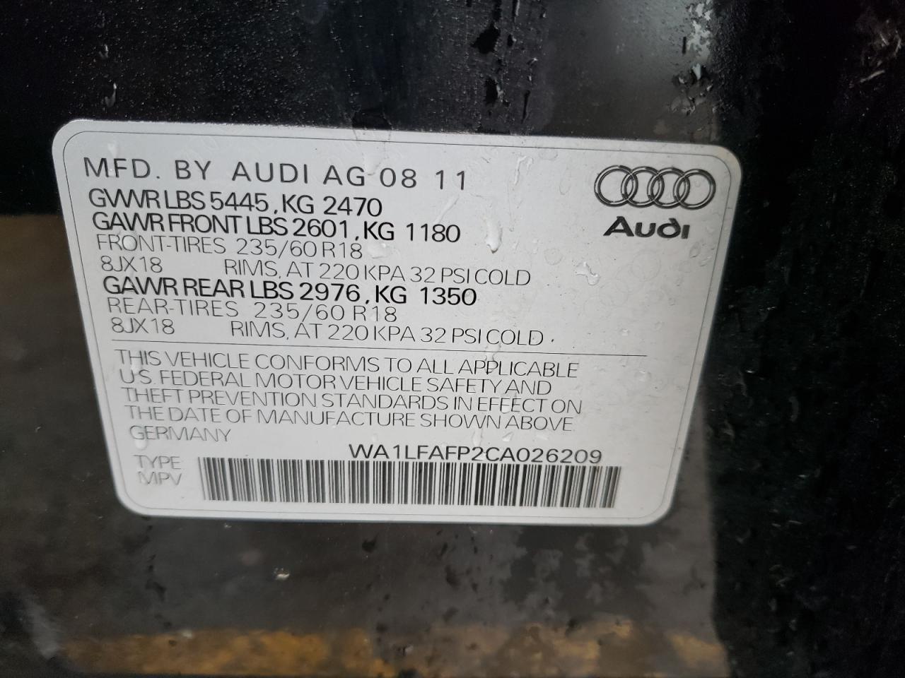 2012 AUDI Q5 PREMIUM PLUS - WA1LFAFP2CA026209