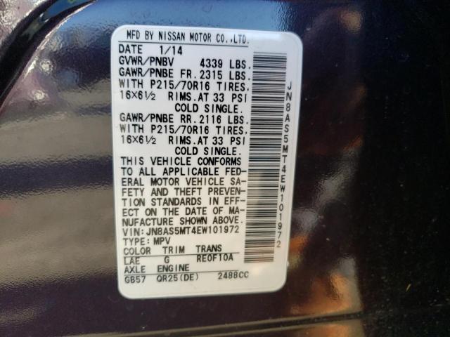 JN8AS5MT4EW101972 Nissan Rogue Select S