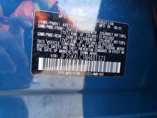 2022 SUBARU FORESTER W JF2SKALC3NH481323