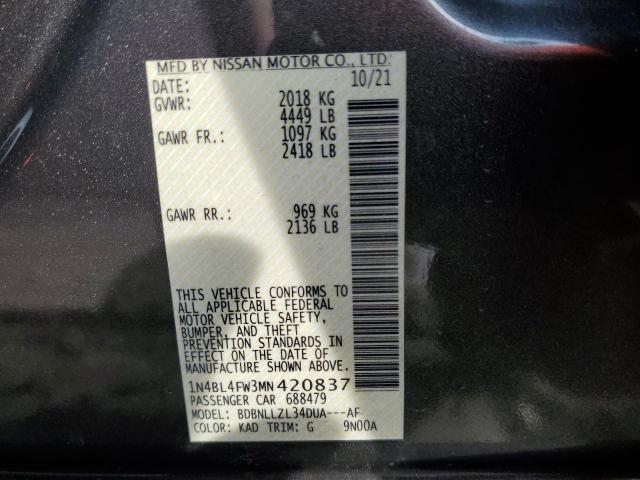 2021 NISSAN ALTIMA PLA - 1N4BL4FW3MN420837