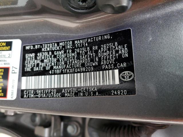 2015 TOYOTA CAMRY LE 4T1BF1FKXFU498209
