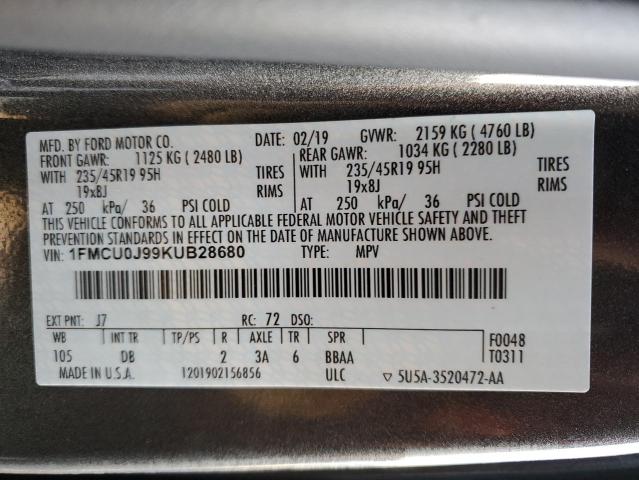 1FMCU0J99KUB28680 Ford Escape Titanium