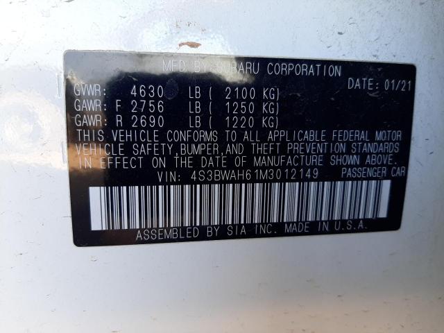 4S3BWAH61M3012149 Subaru Legacy Sport