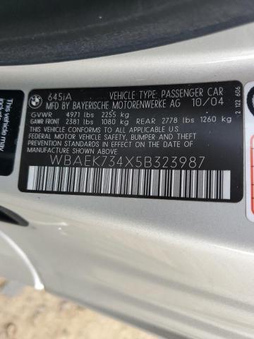 WBAEK734X5B323987 BMW 645 Ci Automatic