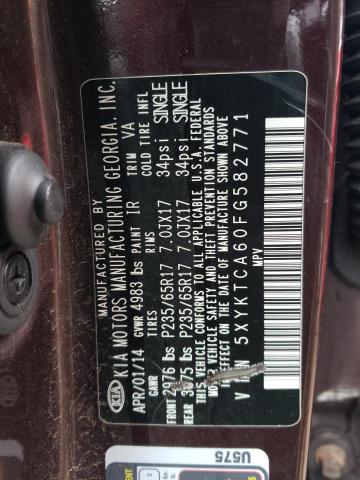 5XYKTCA60FG582771 KIA SORENTO LX