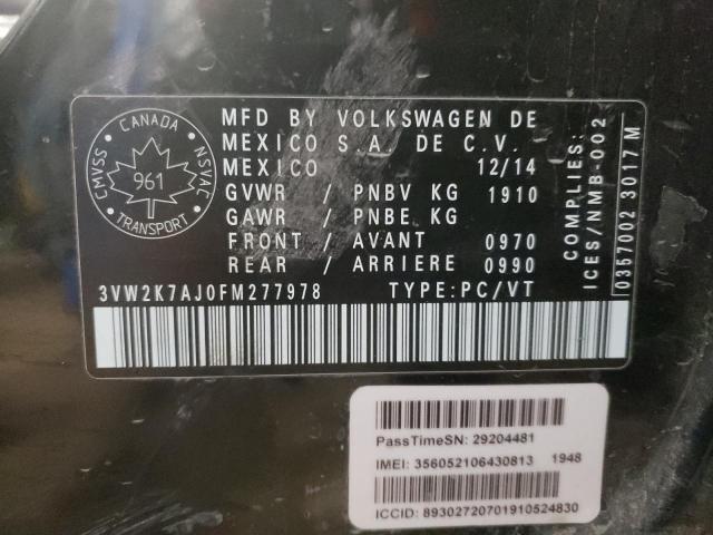 2015 VOLKSWAGEN JETTA BASE 3VW2K7AJ0FM277978