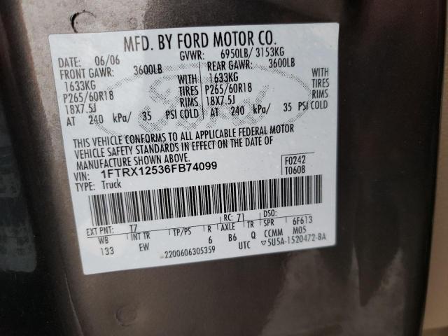 1FTRX12536FB74099 | 2006 Ford f150