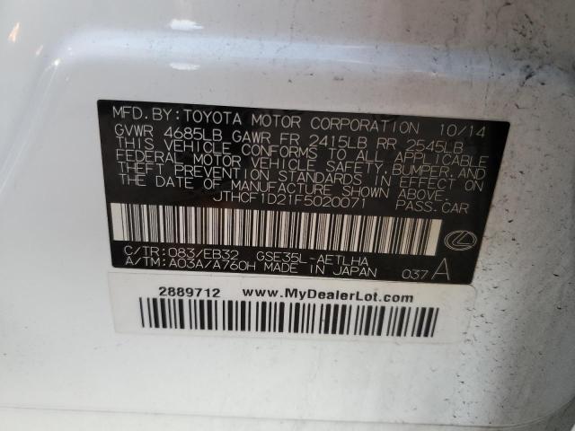 2015 LEXUS IS 250 - JTHCF1D21F5020071