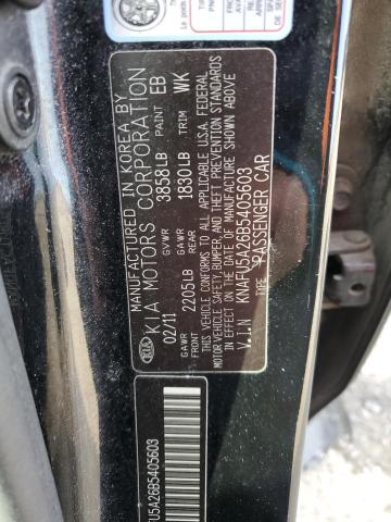 KNAFU5A26B5405603 KIA FORTE EX