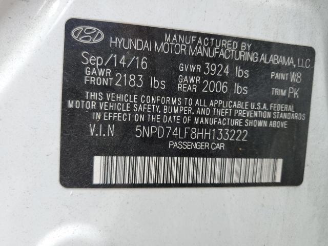 2017 HYUNDAI ELANTRA SE 5NPD74LF8HH133222