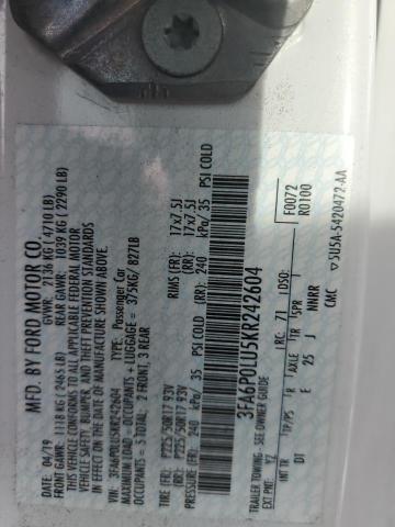 3FA6P0LU5KR242604 Ford FUSION SE