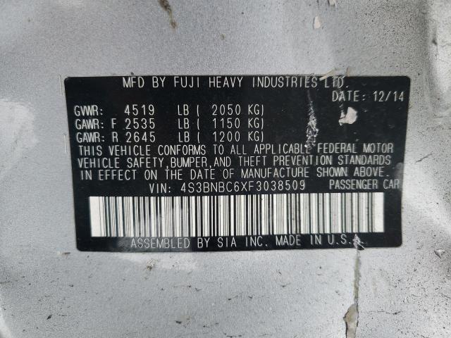 2015 SUBARU LEGACY 2.5 4S3BNBC6XF3038509