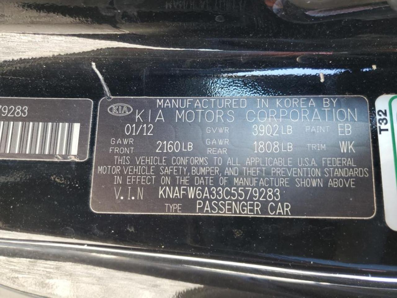 KNAFW6A33C5579283 2012 Kia Forte Sx