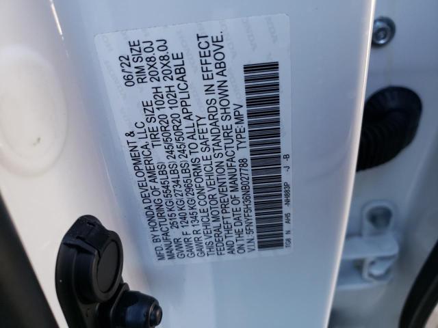 2022 HONDA PILOT SPOR 5FNYF5H36NB027788