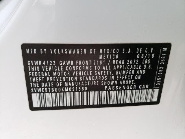 2019 VOLKSWAGEN JETTA SEL 3VWE57BU0KM091560