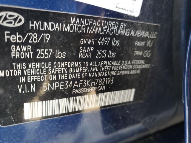 2019 HYUNDAI SONATA LIM - 5NPE34AF3KH782193
