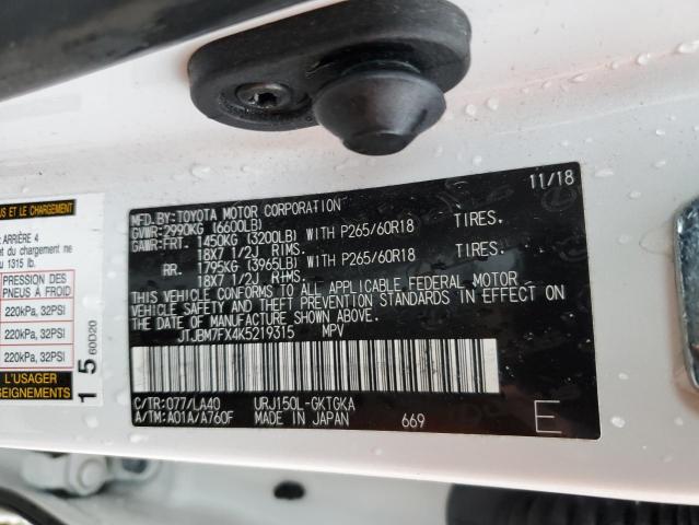 2019 LEXUS GX 460 - JTJBM7FX4K5219315