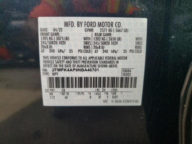 2022 FORD EDGE ST - 2FMPK4AP9NBA46701