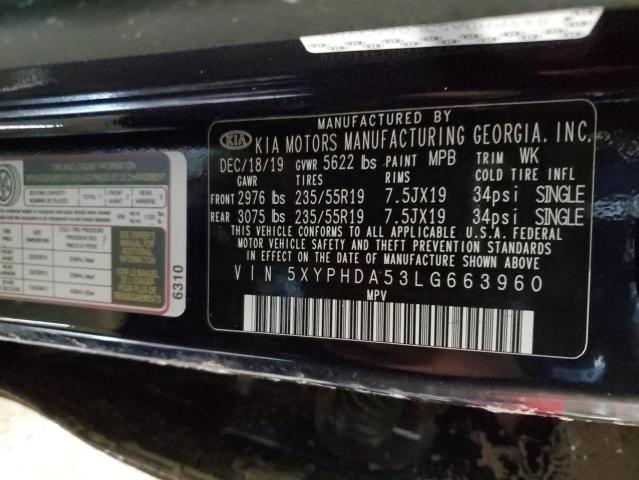 5XYPHDA53LG663960 KIA SORENTO EX