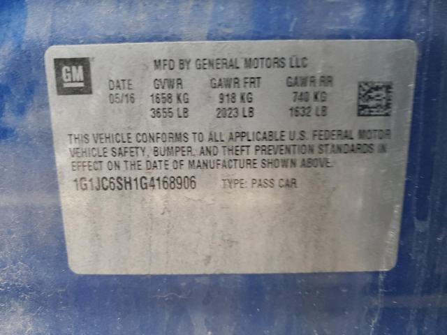 2016 CHEVROLET SONIC LT - 1G1JC6SH1G4168906