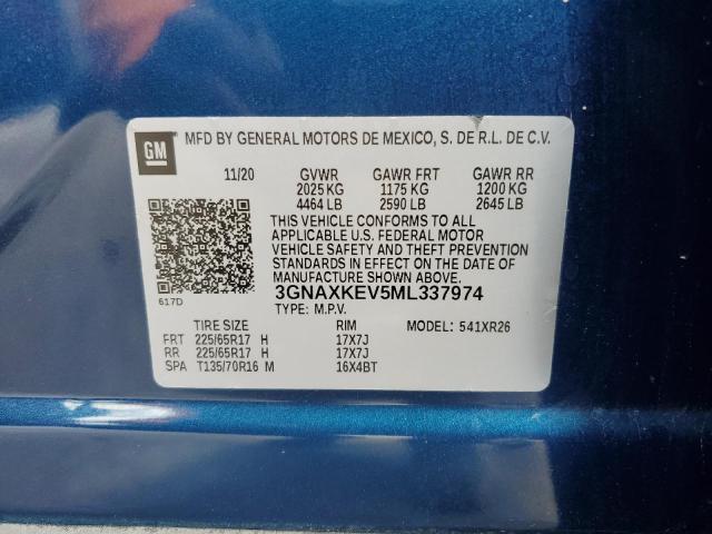 2021 CHEVROLET EQUINOX LT - 3GNAXKEV5ML337974