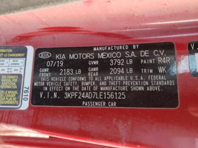 3KPF24AD7LE156125 KIA FORTE FE