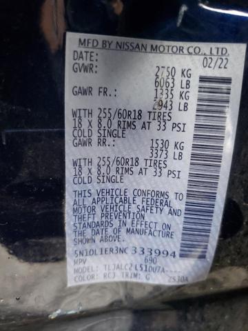 2022 INFINITI QX60 PURE 5N1DL1ER3NC333994