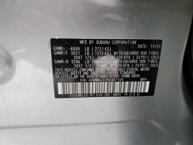 4S4WMAJD7N3407109 Subaru Ascent Onyx Edition