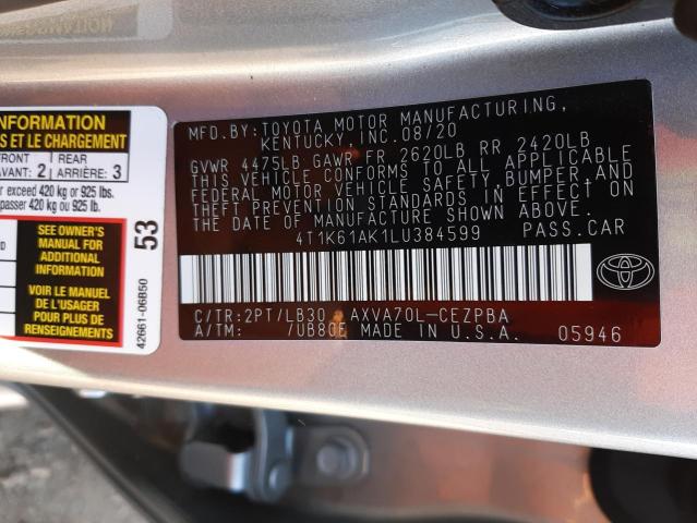 2020 TOYOTA CAMRY XSE 4T1K61AK1LU384599
