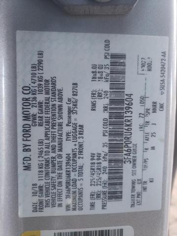 2019 FORD FUSION TIT 3FA6P0RU6KR139604