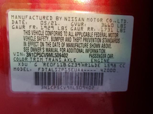 3N1CP5CV9ML509402 Nissan KICKS SV