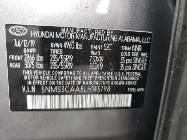 2020 Hyundai Santa Fe Sel VIN: 5NMS3CAA8LH145798 Lot: 49169674