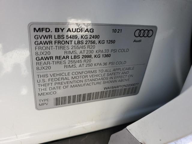 2022 AUDI Q5 SPORTBA WA15AAFY2N2030077