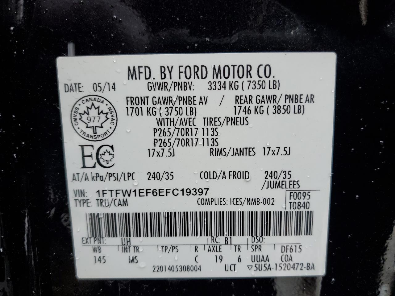 2014 FORD F150 SUPERCREW - 1FTFW1EF6EFC19397
