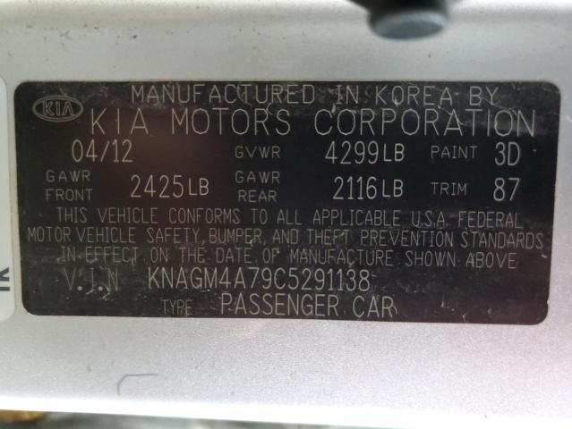 KNAGM4A79C5291138 KIA Optima Lx