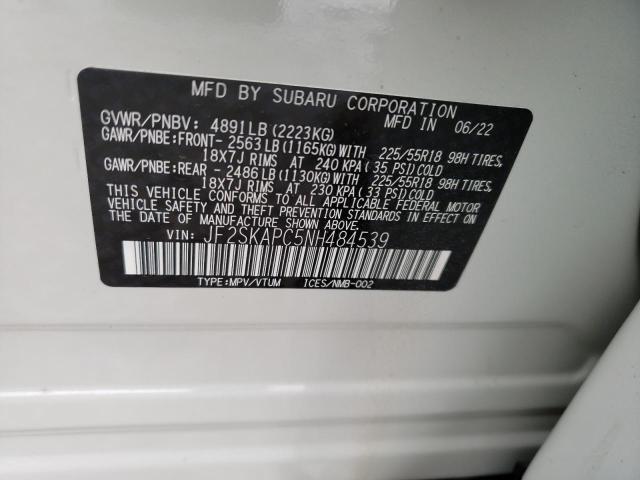 JF2SKAPC5NH484539 Subaru Forester Limited