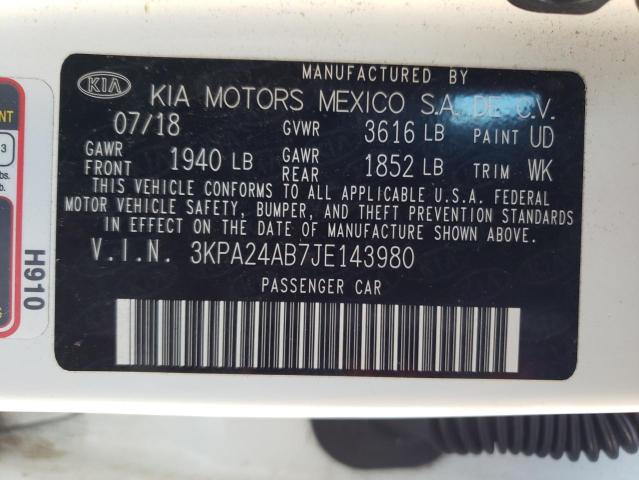 3KPA24AB7JE143980 KIA RIO LX