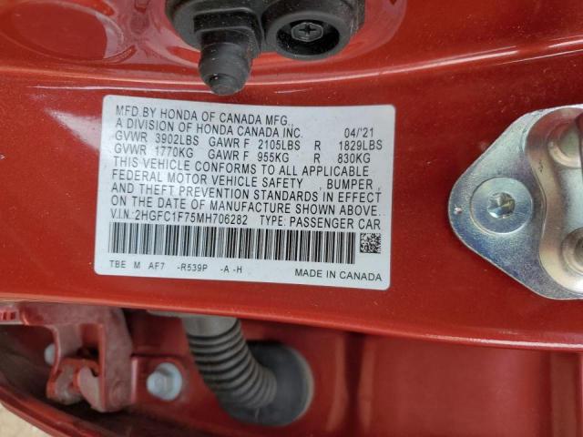 2021 HONDA CIVIC EXL - 2HGFC1F75MH706282
