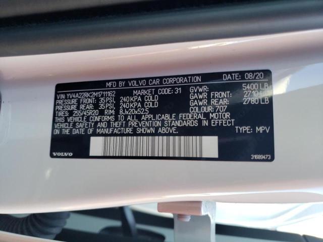 2021 VOLVO XC60 T6 MO YV4A22RK2M1711162