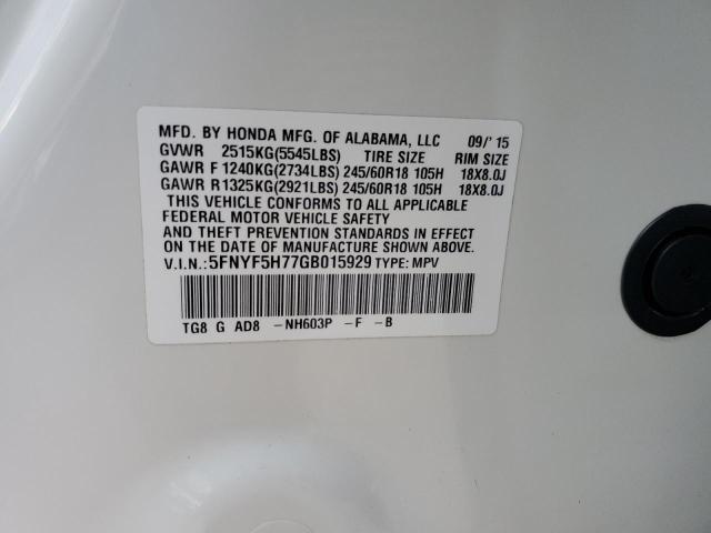 2016 HONDA PILOT EXLN - 5FNYF5H77GB015929
