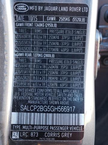 SALCP2BG5GH566917 Land Rover Discovery Sport Se