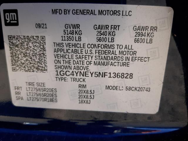 2022 CHEVROLET SILVERADO - 1GC4YNEY5NF136828