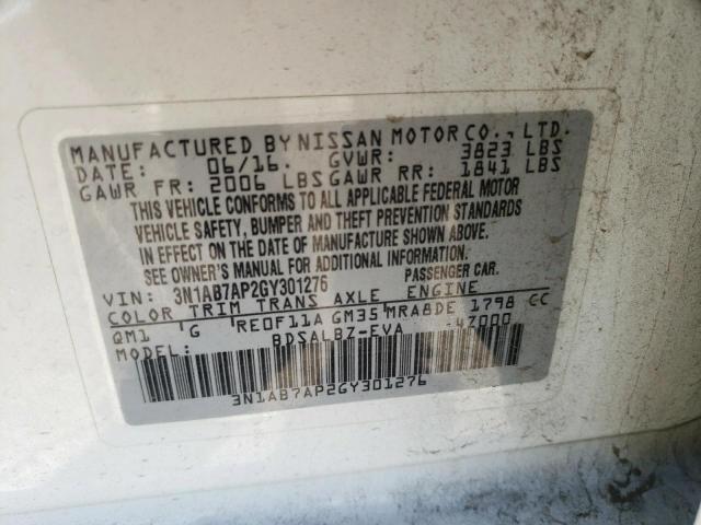 3N1AB7AP2GY301276 Nissan SENTRA S
