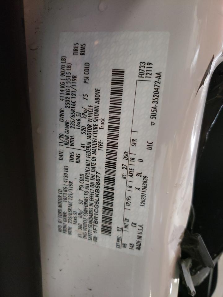 1FTBR1CG5LKB58677 FORD TRANSIT 2020