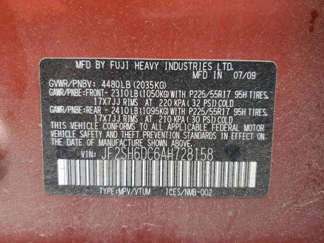 JF2SH6DC6AH728158 Subaru Forester 2.5x Limited