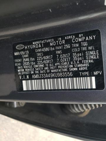 2019 HYUNDAI TUSCON KM8J33A49KU983556