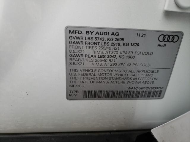 2022 AUDI SQ5 PRESTI WA1C4AFY2N2039716